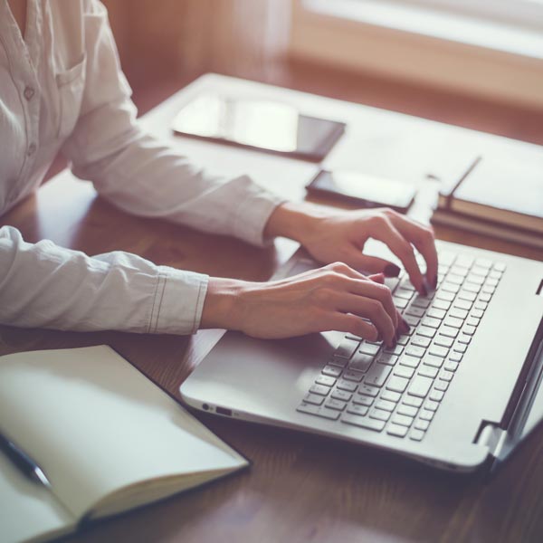 person using laptop
